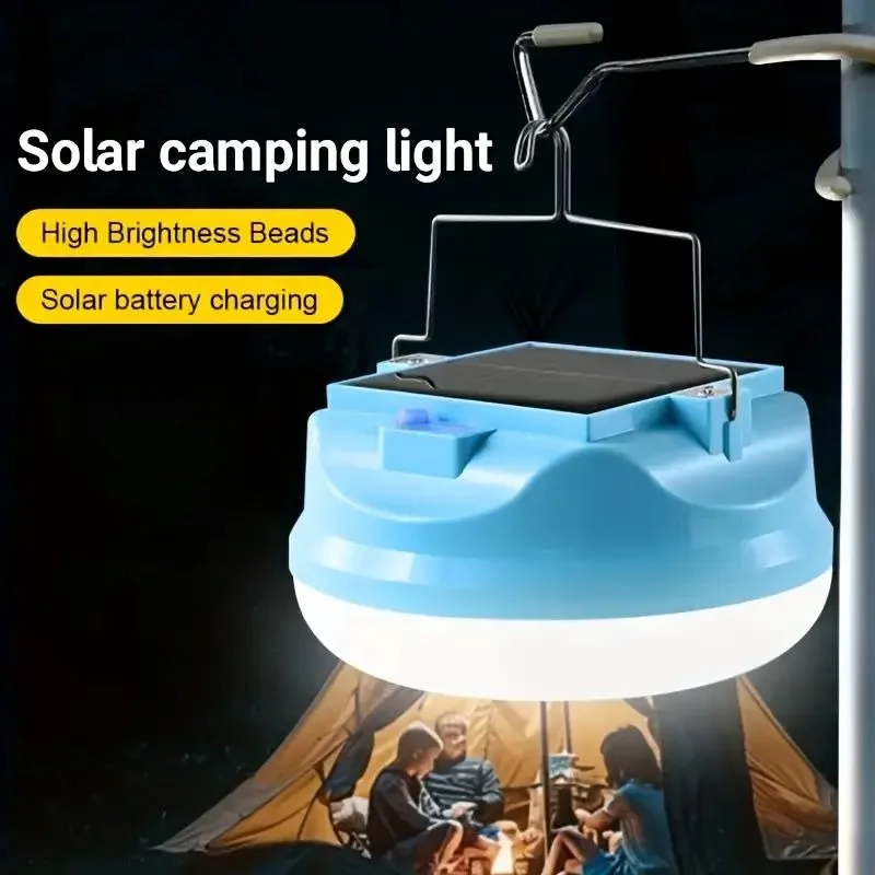 Solar Camping Light, 4800mAh Emergency Camping Light, Portable Indoor/Outdoor Waterproof Super Bright Housing, Built-in Power Bank for Phone Charging Waterproof LED Solar Bulb with Hanging Hook