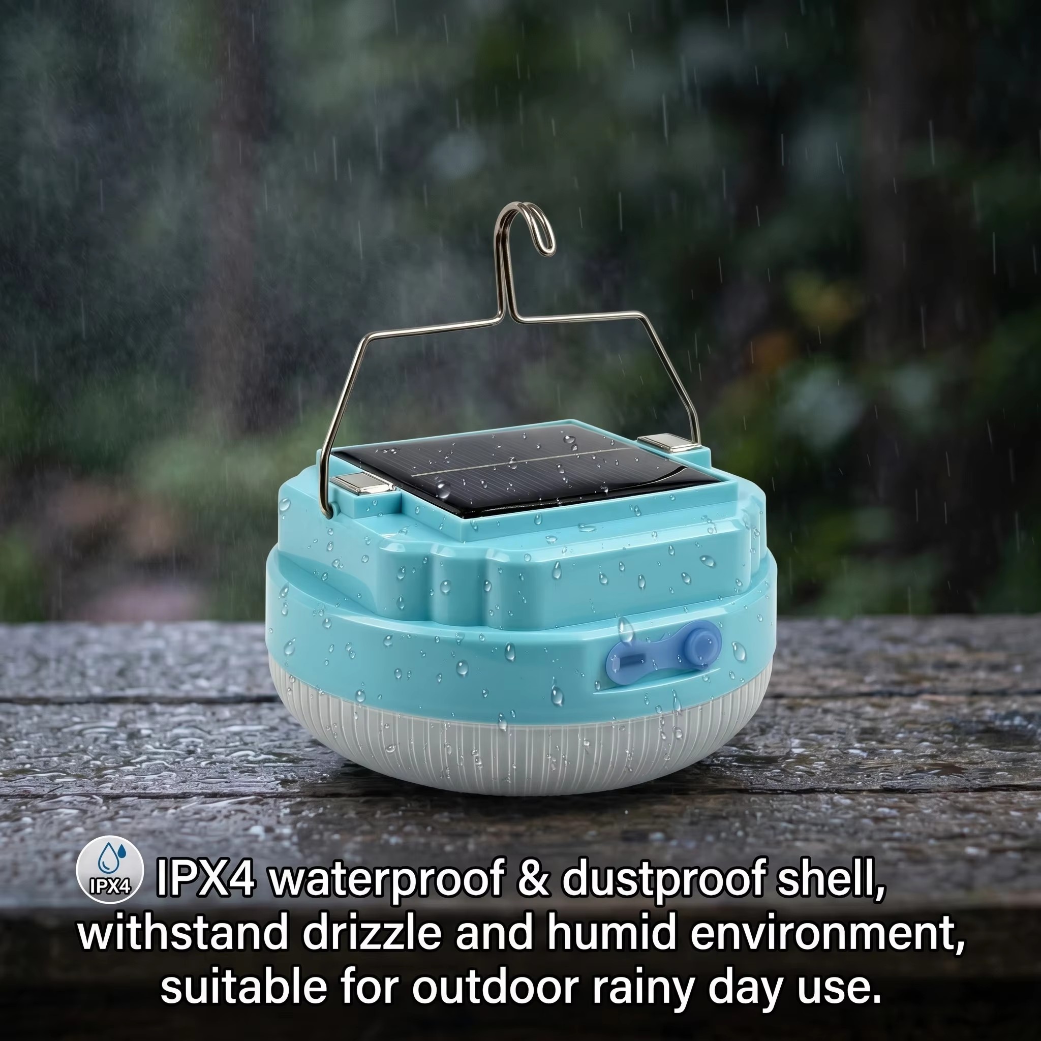 Solar Camping Light, 4800mAh Emergency Camping Light, Portable Indoor/Outdoor Waterproof Super Bright Housing, Built-in Power Bank for Phone Charging Waterproof LED Solar Bulb with Hanging Hook