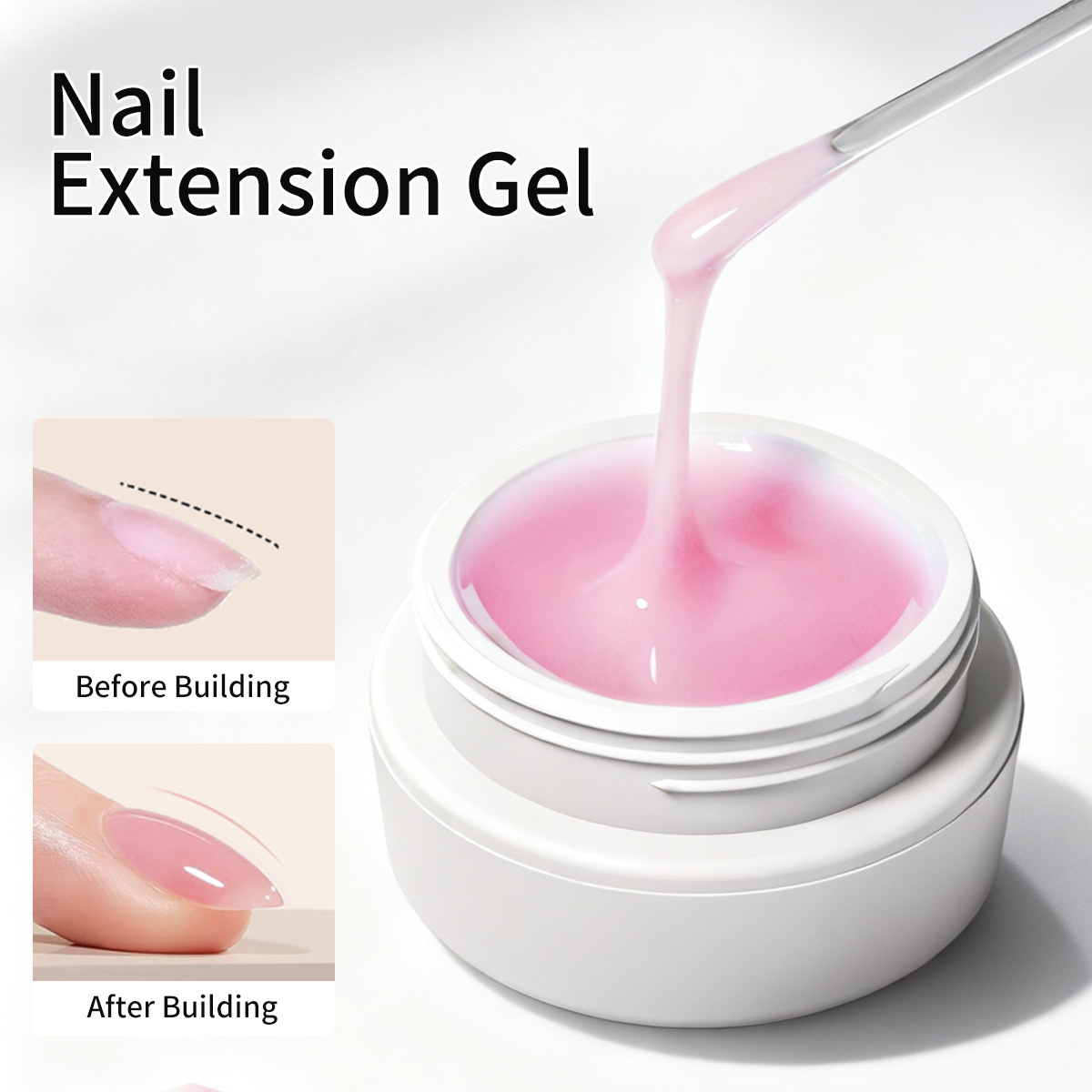 High-Quality 5ml Nail Extension Gel - Soak Off UV Fiber Gel With Manicure Tools for Nail Extension & Beautiful Nails, Strong Long-Lasting, Light Pink/Nude Pink, Home Nail Art & Professional Salon Use✨
