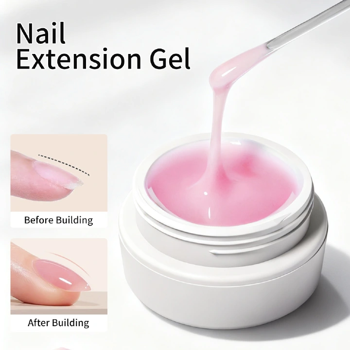 High-Quality 5ml Nail Extension Gel - Soak Off UV Fiber Gel With Manicure Tools for Nail Extension & Beautiful Nails, Strong Long-Lasting, Light Pink/Nude Pink, Home Nail Art & Professional Salon Use✨
