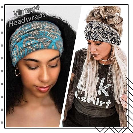 Headbands, Extra Thick Stretchy Non-Slip Workout Hair Bands, 3 Pack Twisted Turban Headscarf & Head Wraps Set + Bonus Earrings, Women Hair Accessory