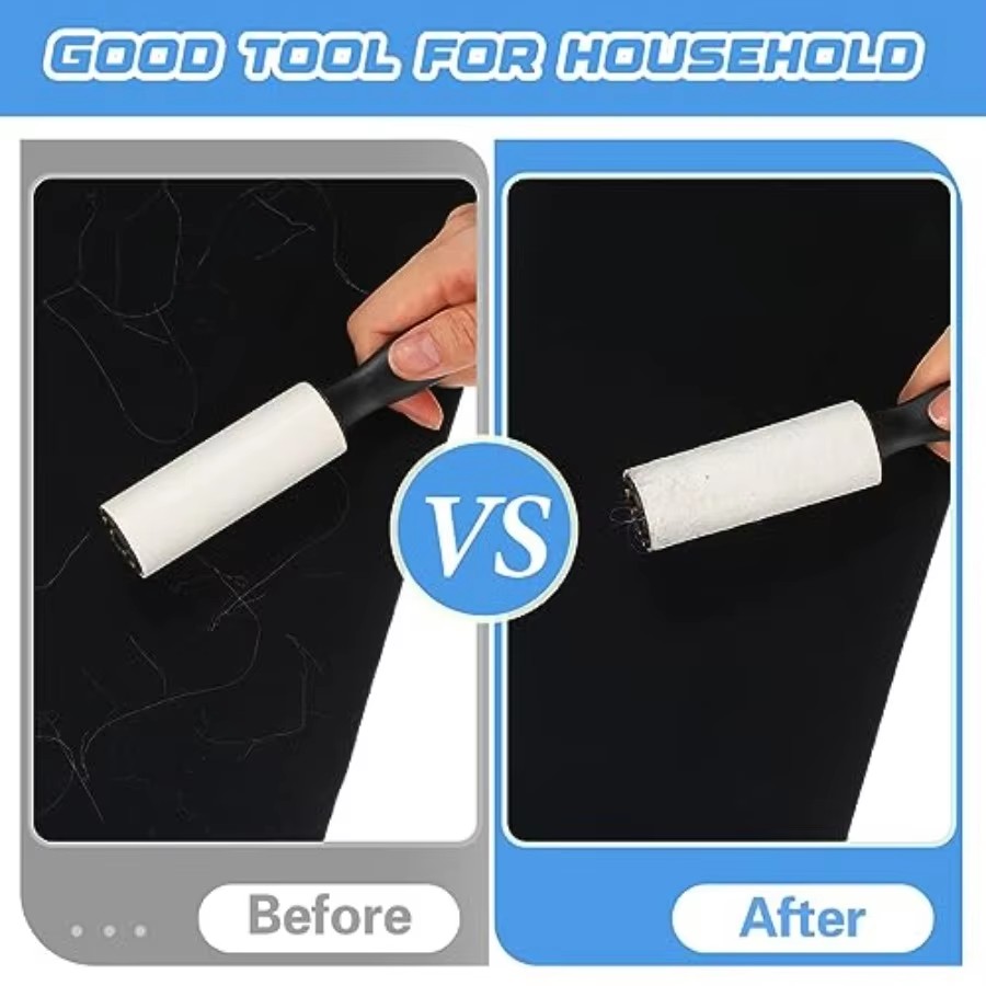 120 Sheets Lint Roller Pet Hair Remover Sticky Brush, Removable Paper Extra Sticky Lint Remover, Cleaner for Clothes Furniture Car Seat(1 handle + 2 refill rolls)