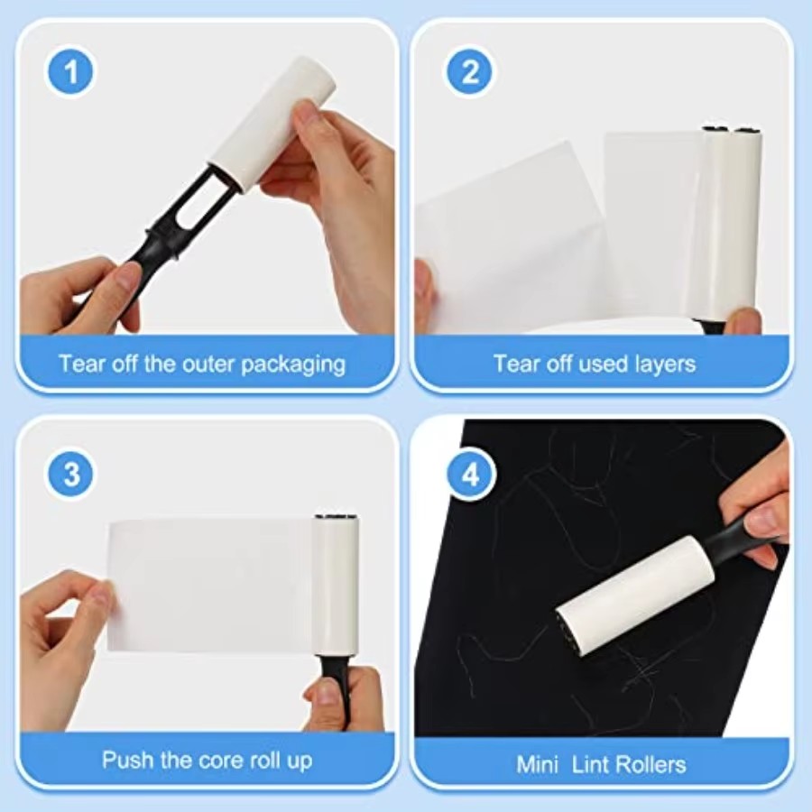 120 Sheets Lint Roller Pet Hair Remover Sticky Brush, Removable Paper Extra Sticky Lint Remover, Cleaner for Clothes Furniture Car Seat(1 handle + 2 refill rolls)