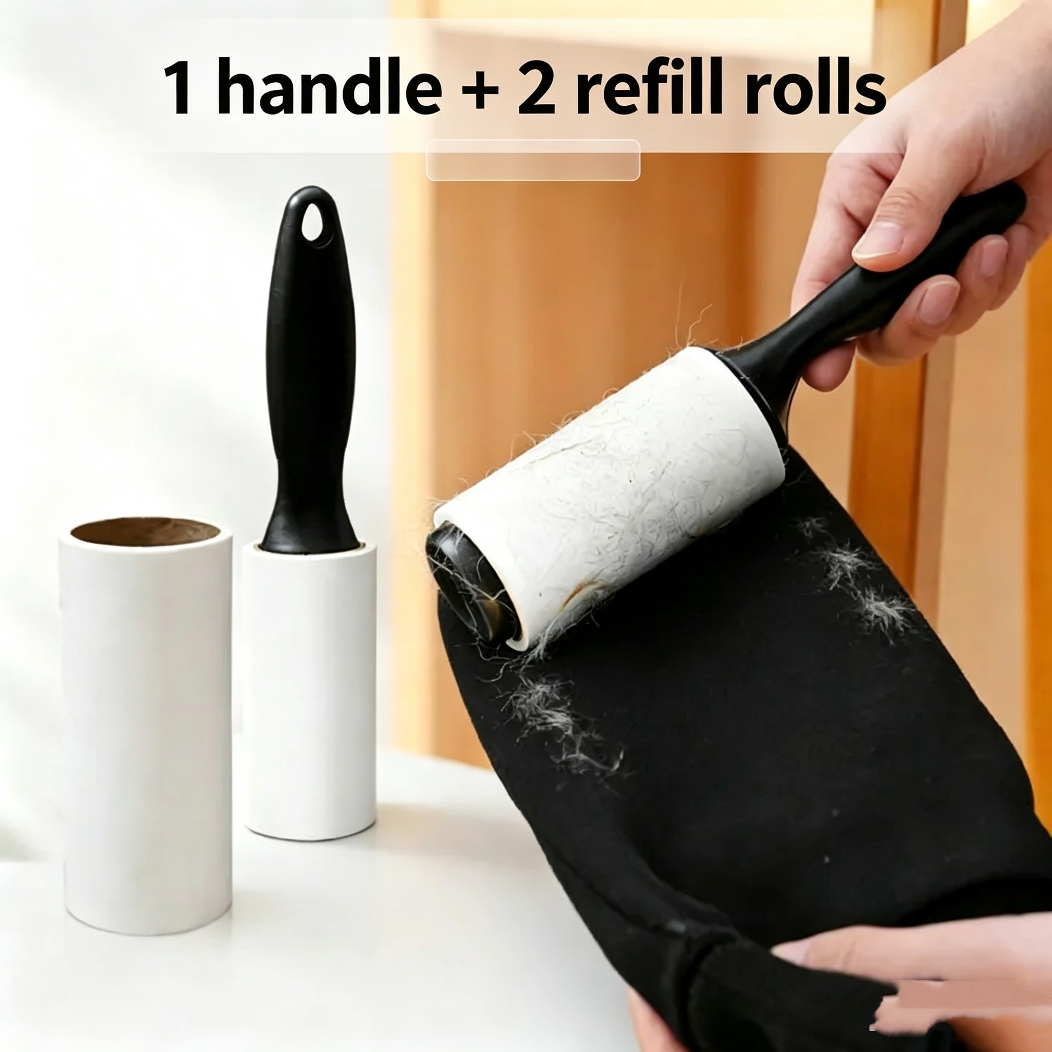120 Sheets Lint Roller Pet Hair Remover Sticky Brush, Removable Paper Extra Sticky Lint Remover, Cleaner for Clothes Furniture Car Seat(1 handle + 2 refill rolls)