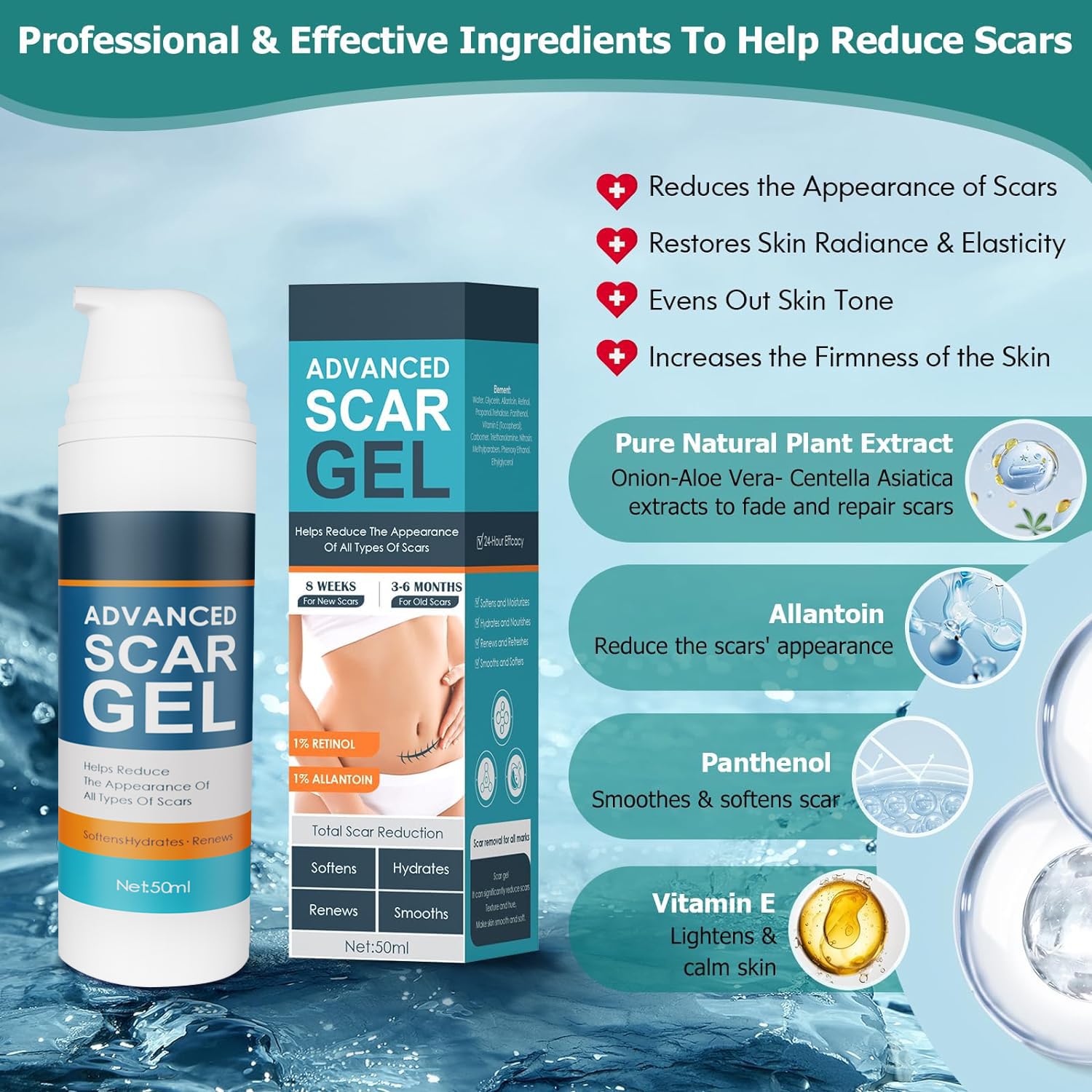 Scar Cream Silicone Scar Gel Medical Grade Scar Gel Facial Care Gel Pigmentation Corrector for Surgical skin Scars Hypertrophic Keloid C-Section Burn Old and New Scars Professional Scar Removal Gel