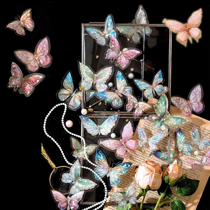 10Pcs Laser Engraved Gold 3D Butterfly Wall Decals Self adhesive Waterproof Reusable PET Stickers Dreamy Butterfly Decorations for Birthday Wedding Party Home Room Aesthetic Cake Decor DIY Crafts