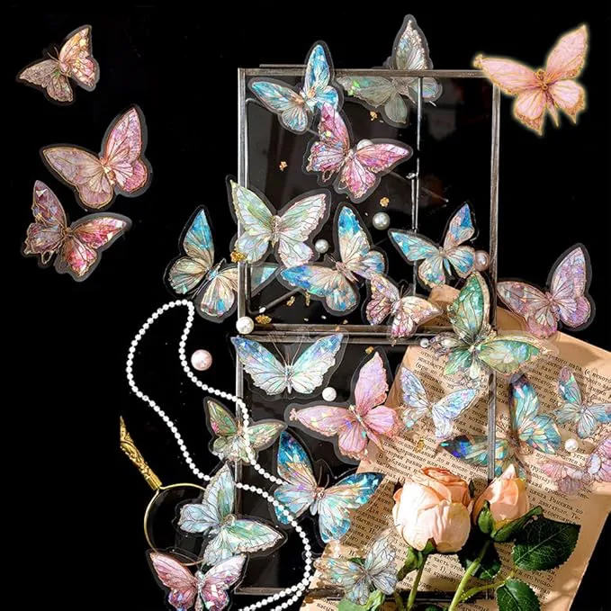 10Pcs Laser Engraved Gold 3D Butterfly Wall Decals Self adhesive Waterproof Reusable PET Stickers Dreamy Butterfly Decorations for Birthday Wedding Party Home Room Aesthetic Cake Decor DIY Crafts