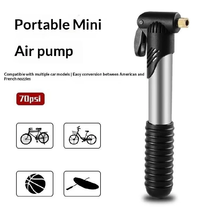 Portable Mini Bike Pump 70PSI Hand Air Pump Dual Valve Presta and Schrader Handheld Bicycle Tire Inflator Manual Bike Inflatable Pump for Bicycle Basketball Football Kayak and Sports Ball Toys
