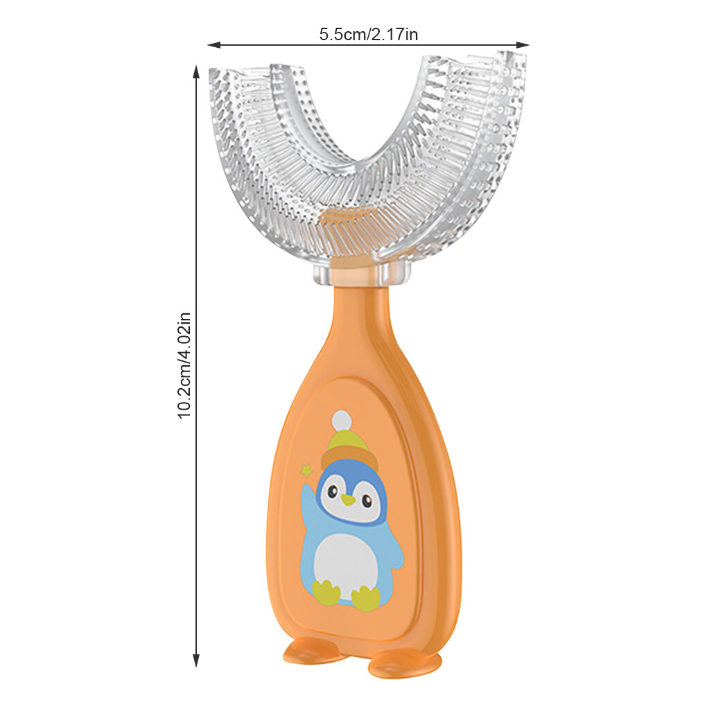 Toddler Children 360 U Shaped Soft Silicone Toothbrush Pack Kid Age 2-6Y All Rounded Teeth Brush Head Easy Circular Wide 3 Side Foam Manual Boy Girl Full Whole Mouth Guard