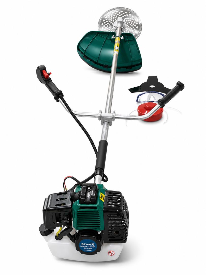 Brush Cutter 5.5HP Two Stroke 3 Blades Grass Trimmer Heavy Duty Petrol Bush Cutter Lawn Mower Farm Grass Cutter Machine Brush Clearing Tool Easy Start Durable Metal Blade for Farming Landscaping Garde