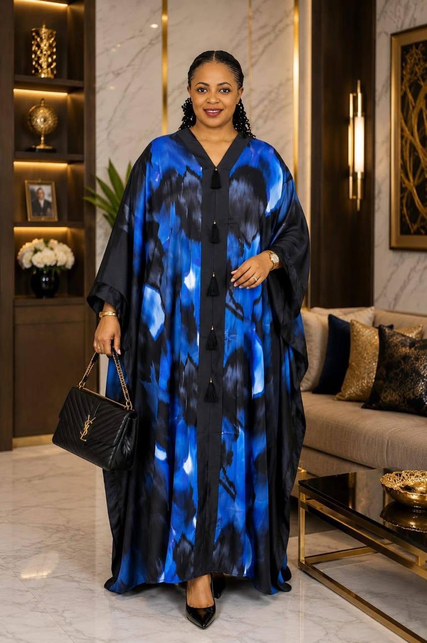 Women's Royal Flow Luxe Free Size Kaftan Dress a statement piece designed for comfort,confidenceand timeless style.Crafted in richcolor, this flowing maxi kaftan drapes beautifully and comes withscarf