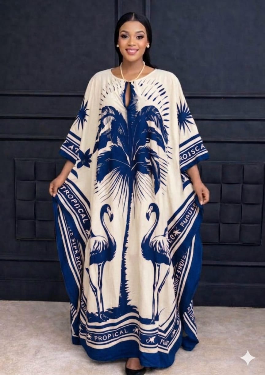 Women's Royal Flow Luxe Free Size Kaftan Dress a statement piece designed for comfort, confidence, and timeless style. Crafted in a rich royal blue hue, this flowing maxi kaftan drapes beautifully