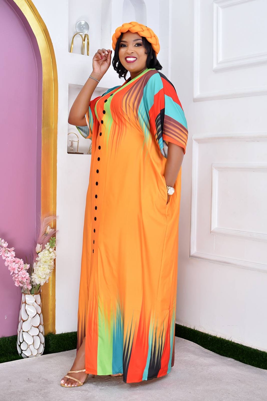 Women's Royal Flow Luxe Free Size Kaftan Dress a statement piece designed for comfort, confidence, and timeless style. Crafted in a rich royal blue hue, this flowing maxi kaftan drapes beautifully