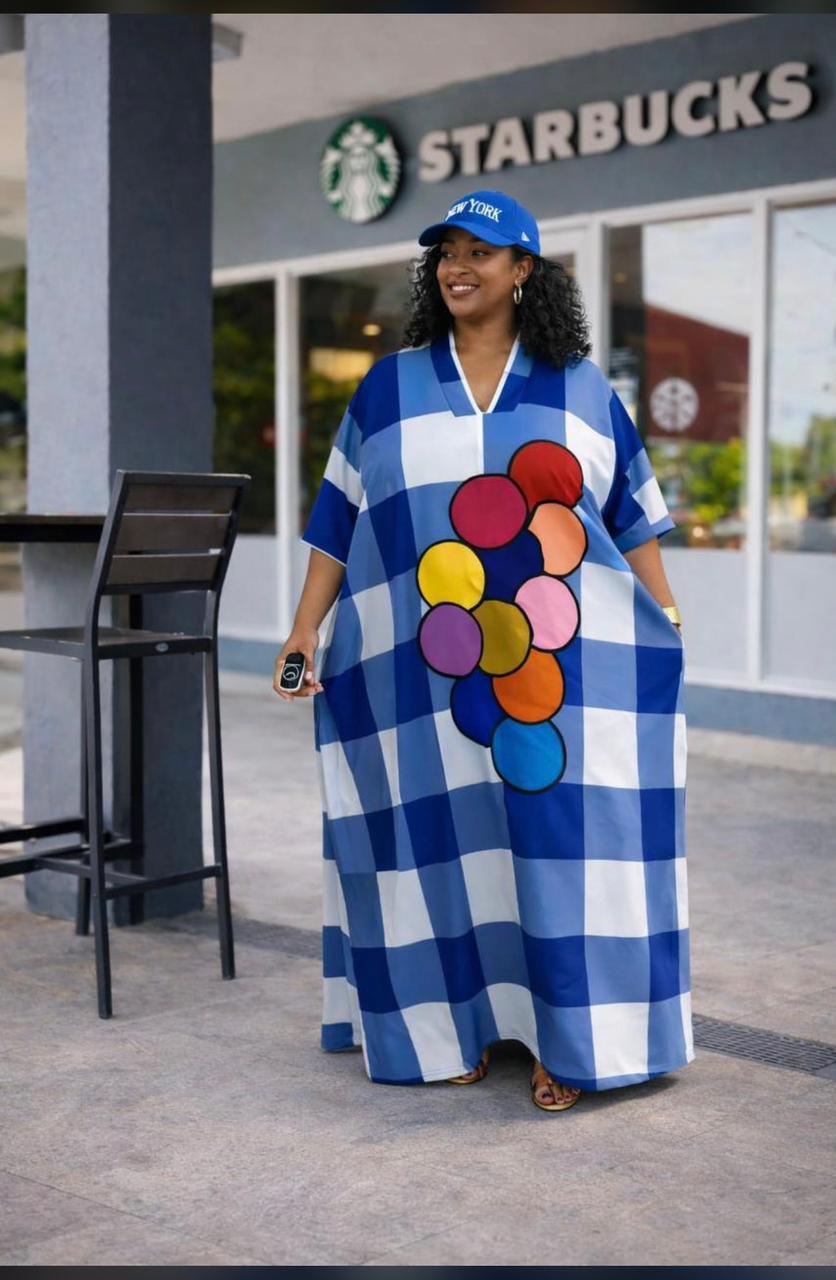 Women's Royal Flow Luxe Free Size Kaftan Dress a statement piece designed for comfort, confidence, and timeless style. Crafted in a rich royal blue hue, this flowing maxi kaftan drapes beautifully