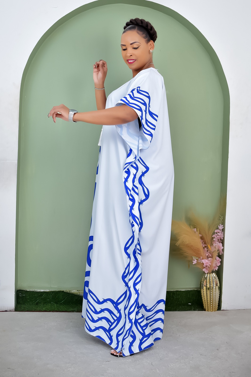 Women's Royal Flow Luxe Free Size Kaftan Dress a statement piece designed for comfort, confidence, and timeless style. Crafted in a rich royal blue hue, this flowing maxi kaftan drapes beautifully