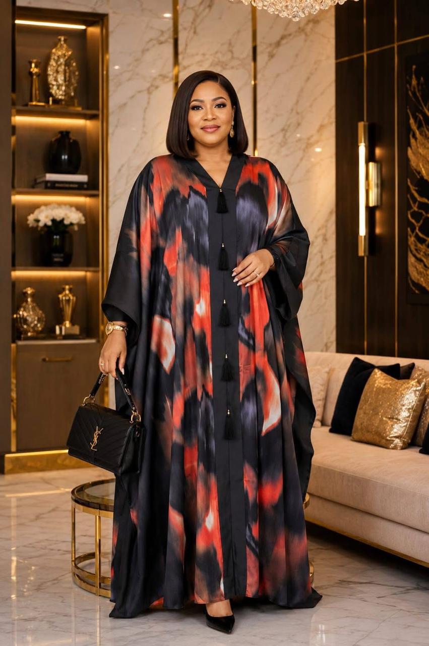 Women's Royal Flow Luxe Free Size Kaftan Dress a statement piece designed for comfort,confidenceand timeless style.Crafted in richcolor, this flowing maxi kaftan drapes beautifully and comes withscarf