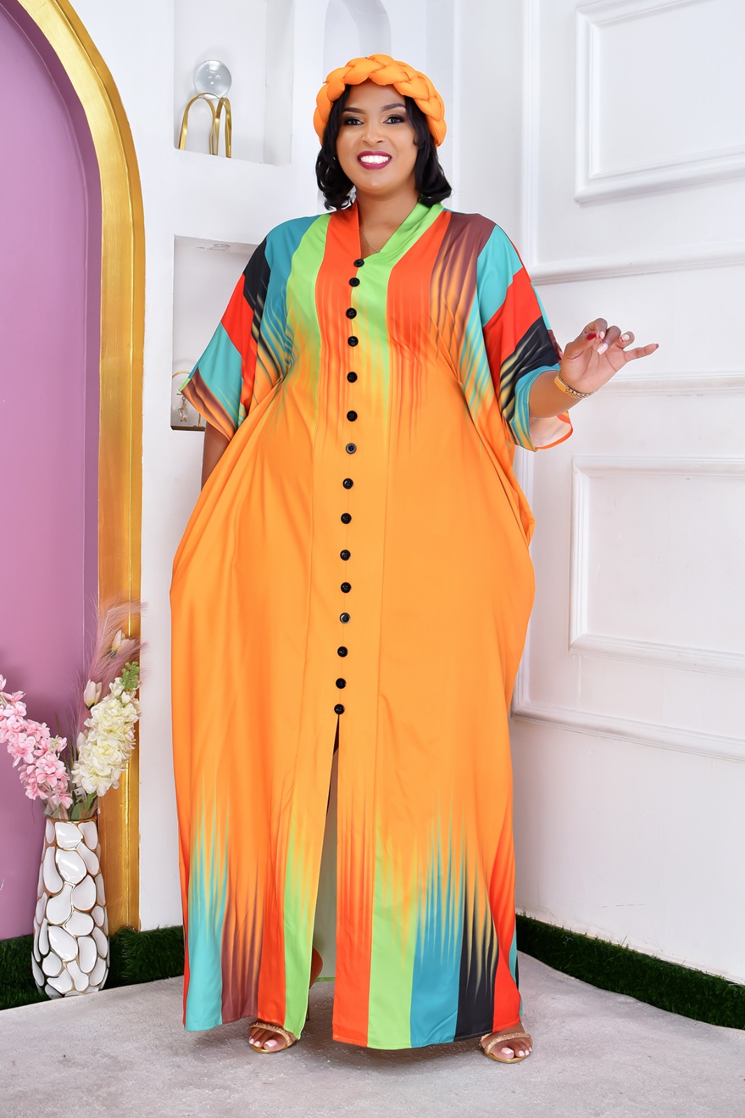 Women's Royal Flow Luxe Free Size Kaftan Dress a statement piece designed for comfort, confidence, and timeless style. Crafted in a rich royal blue hue, this flowing maxi kaftan drapes beautifully