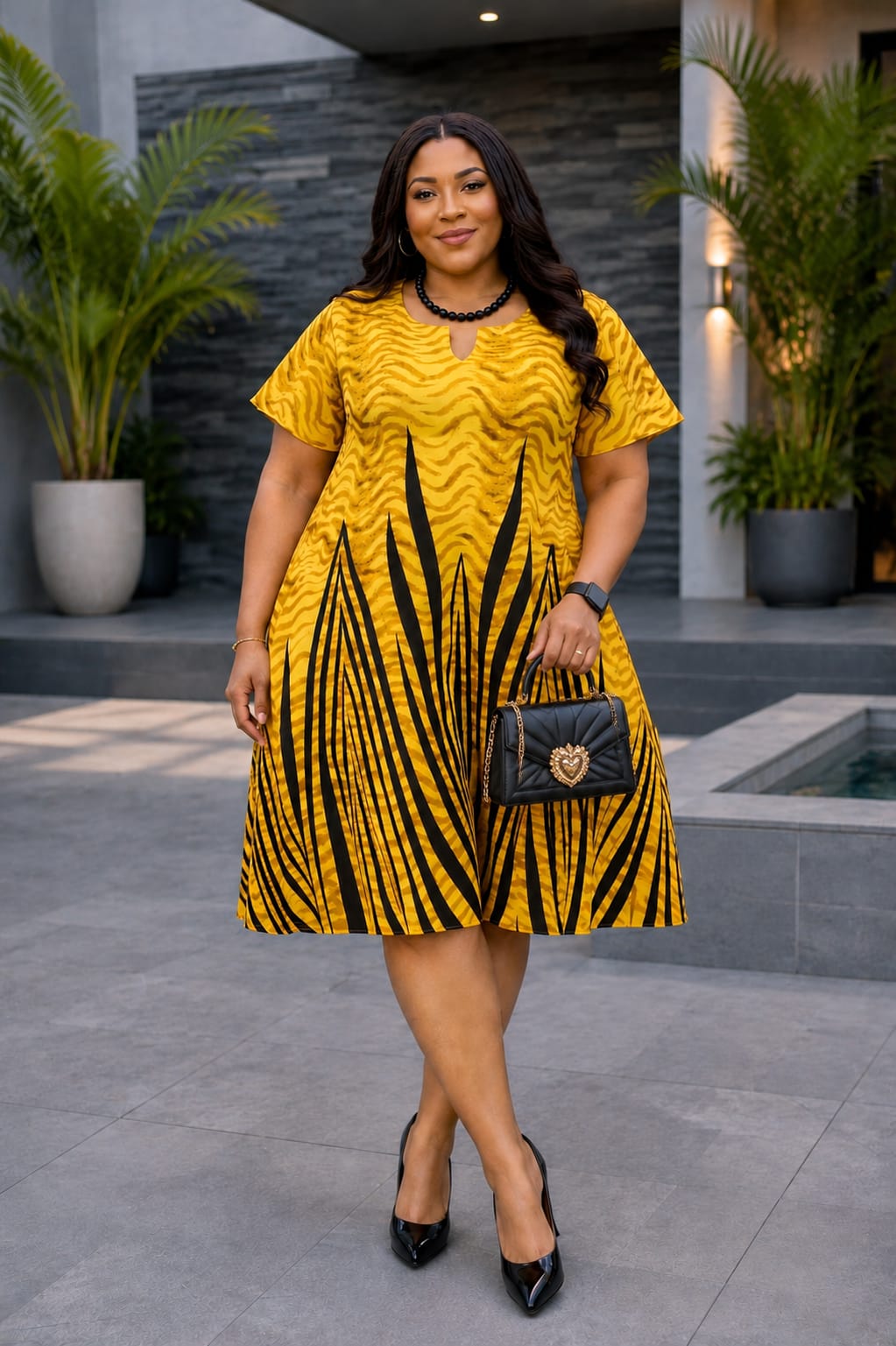 Women's Ruby Blossom Free African Print Skater Dress Size M to 3XL — a stunning statement piece designed for sophisticated charm and effortless femininity.