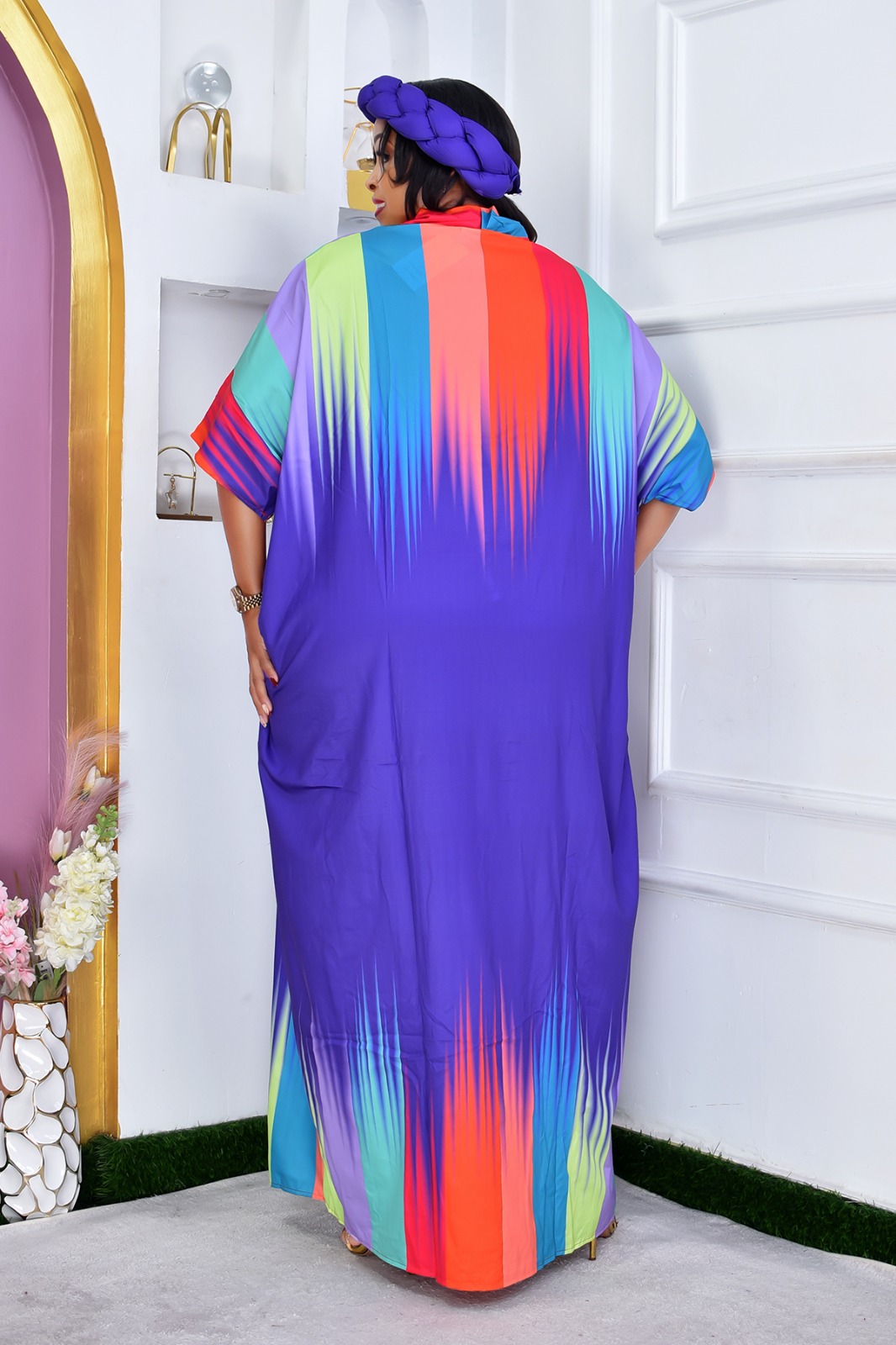 Women's Royal Flow Luxe Free Size Kaftan Dress a statement piece designed for comfort, confidence, and timeless style. Crafted in a rich royal blue hue, this flowing maxi kaftan drapes beautifully