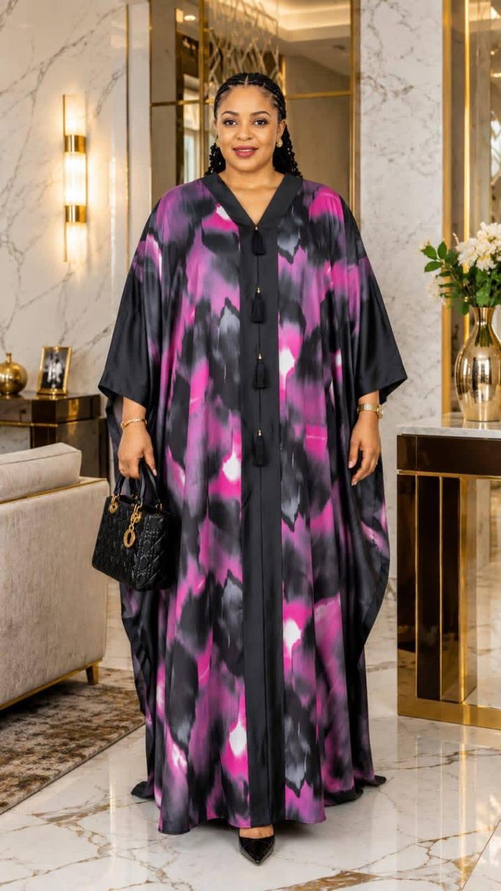Women's Royal Flow Luxe Free Size Kaftan Dress a statement piece designed for comfort,confidenceand timeless style.Crafted in richcolor, this flowing maxi kaftan drapes beautifully and comes withscarf