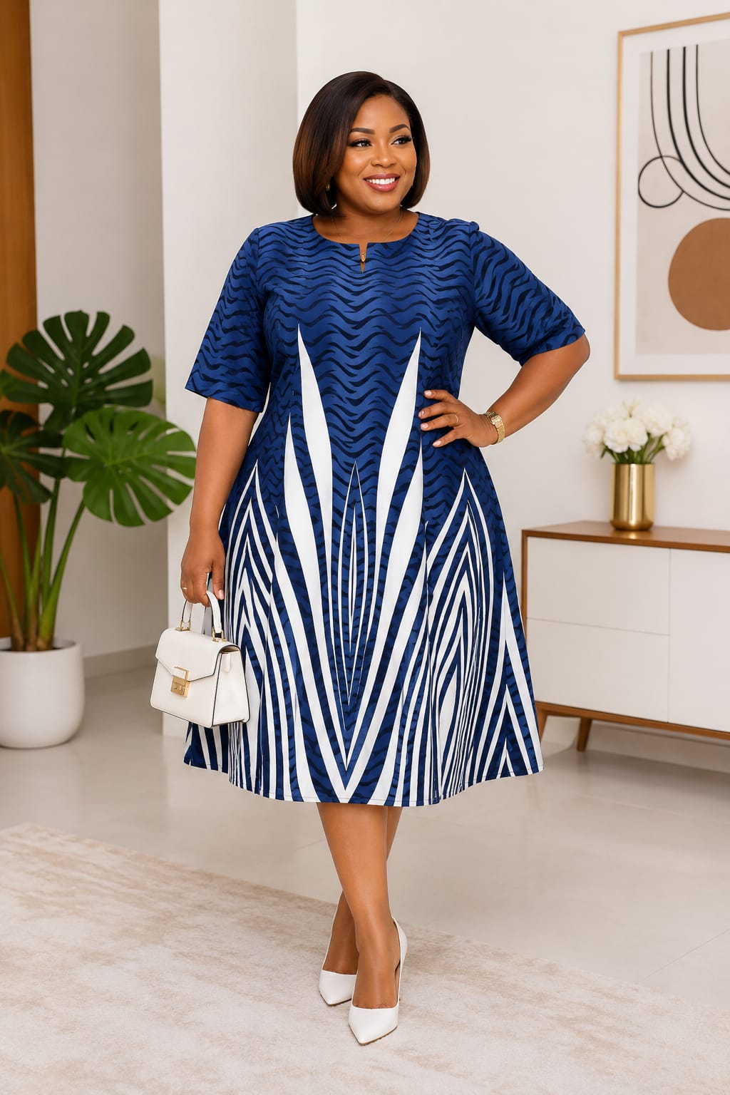 Women's Ruby Blossom Free African Print Skater Dress Size M to 3XL — a stunning statement piece designed for sophisticated charm and effortless femininity.