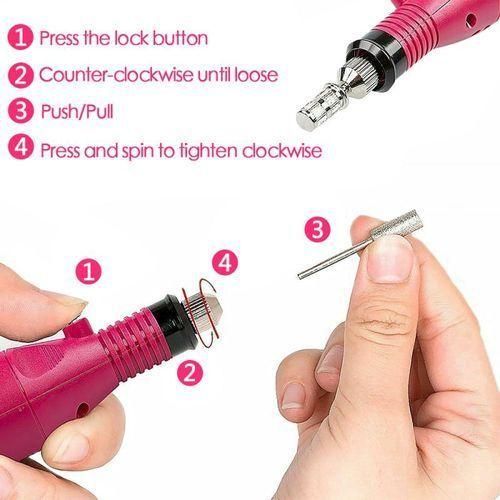Portable Electric Nail Drill Machine, Rose Red ABS USB Rechargeable Nail File Kit, 12-Piece Manicure & Pedicure Set for Acrylic, Gel & Natural Nails