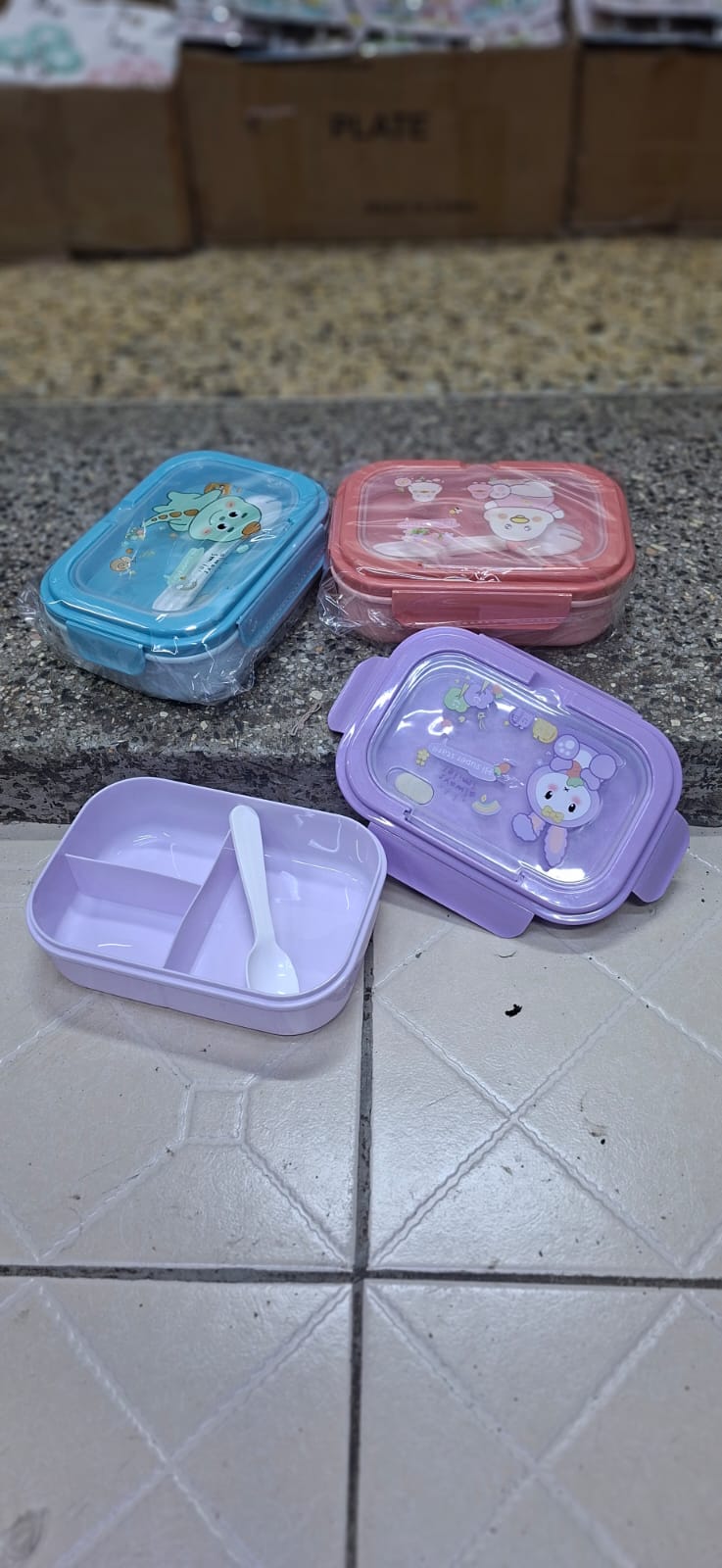 🥣 Kids Cute Cartoon Lunch Box with Spoon – Leak-Resistant Divided Food Container for school, hiking and travelling ✈️️