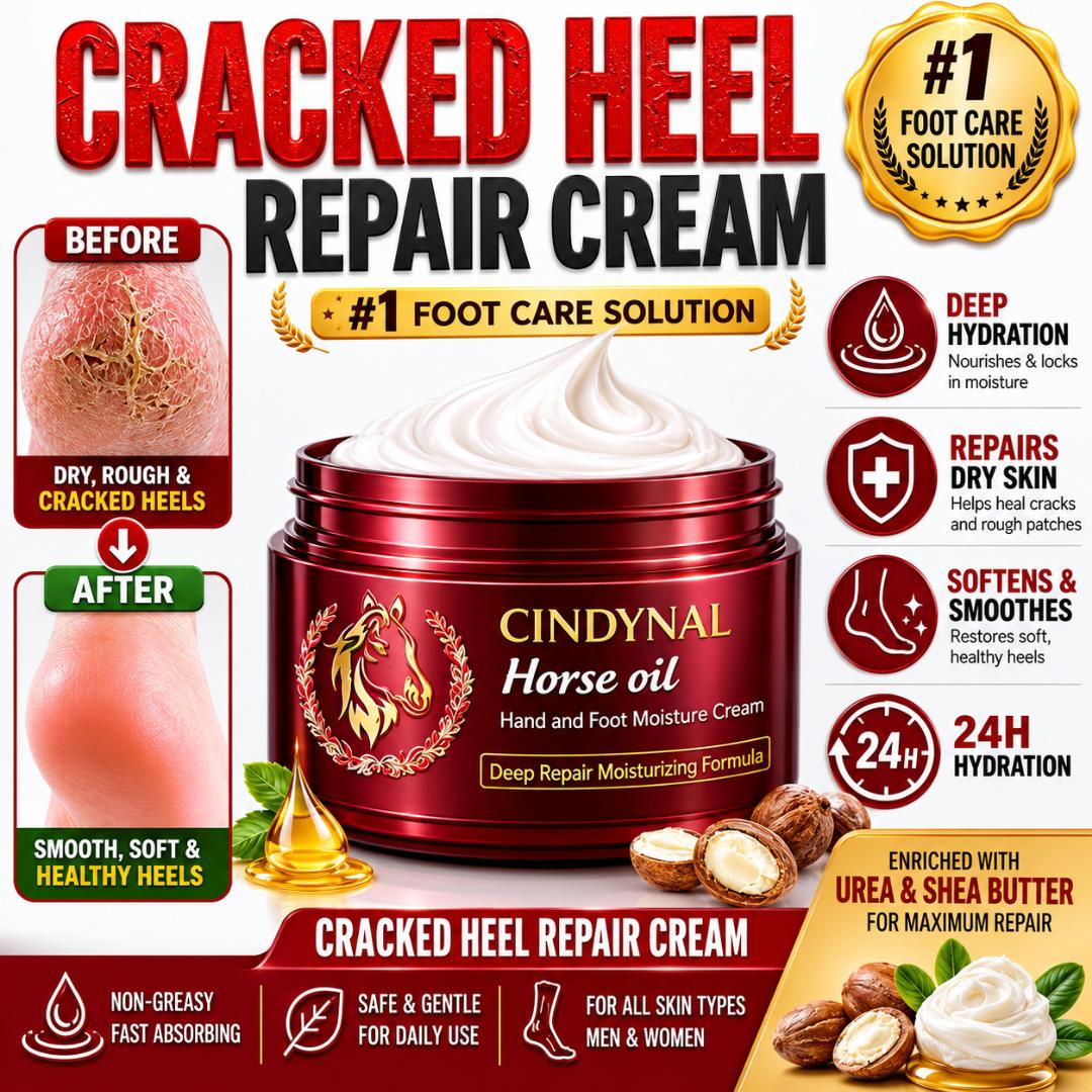 ​[ORIGINAL] Cindynal Horse Oil Cracked Heel Repair Cream (100g) – Deep Moisture with Urea & Shea Butter for Soft, Smooth Feet.