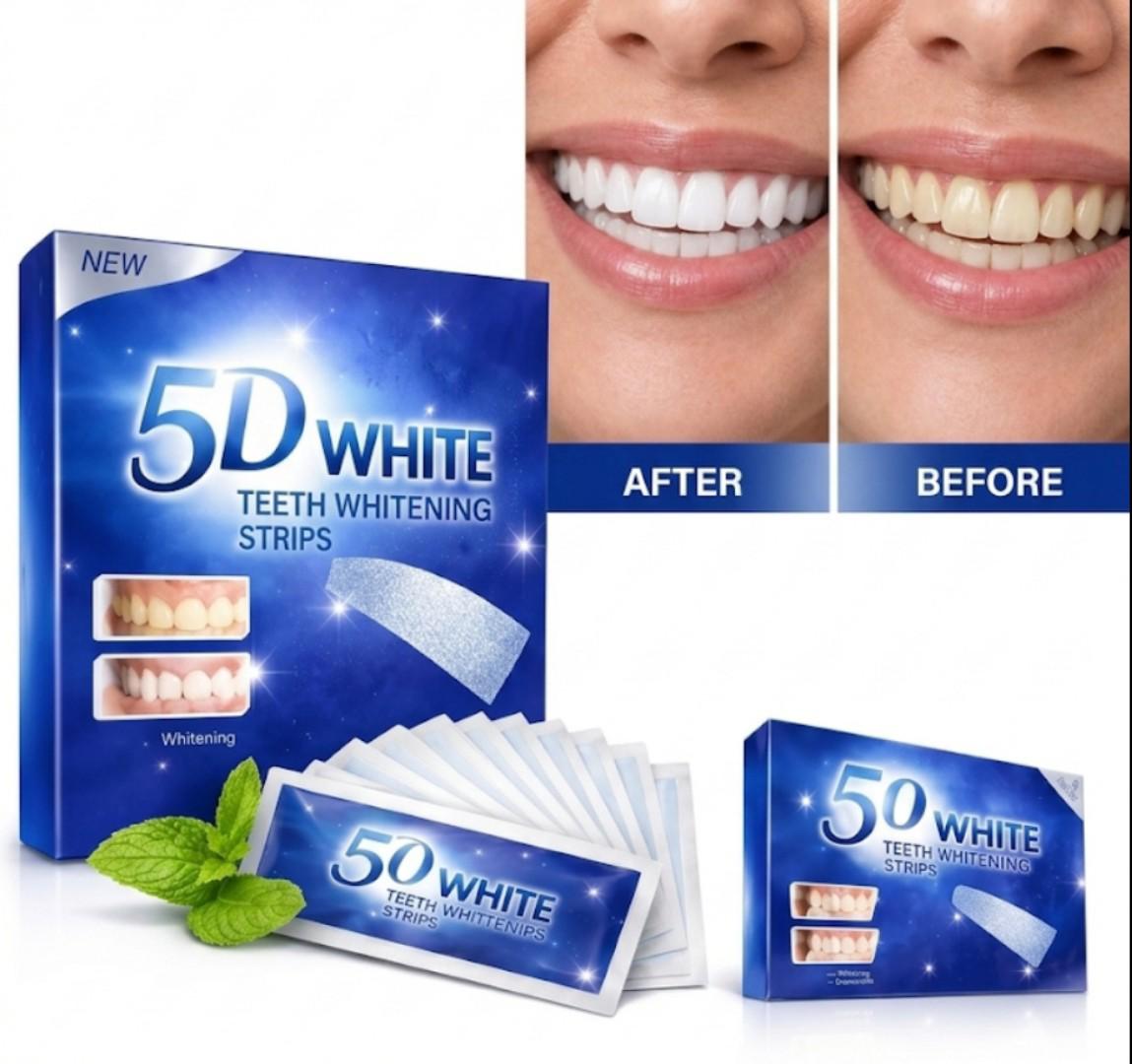 [UPGRADED] 5D Teeth Whitening Strips – Professional Enamel-Safe Kit for a Brighter, Stain-Free Smile- Dentist Recommended(50 Strips)