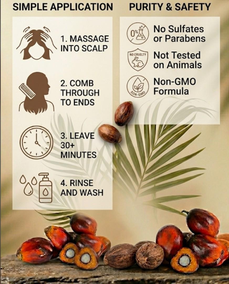 [100% ORIGINAL] Pure Raw Batana Oil for Fast Hair Growth & Anti-Hair Loss (120ml) – For men and women. Local dispatch