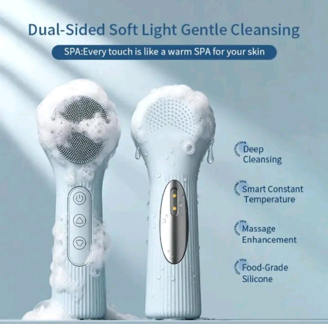 [BEST] 3-in-1 Electric Facial Cleansing Brush 🌟 Deep Pore Silicone Scrubber & Massager. RECHARGEABLE.