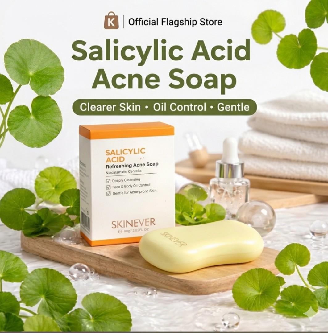 [RECOMMENDED] Salicylic Acid Acne Soap Bar – Deep Cleansing Oil Control Face & Body Soap for Acne-Prone Skin with Niacinamide & Centella.