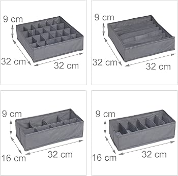 Foldable 4-in-1 Under Garment Organizer Set – Closet Storage Box for Bras, Panties, Socks & Ties, Drawer Divider Organizer, Space-Saving Wardrobe Storage Solution for Home Organization