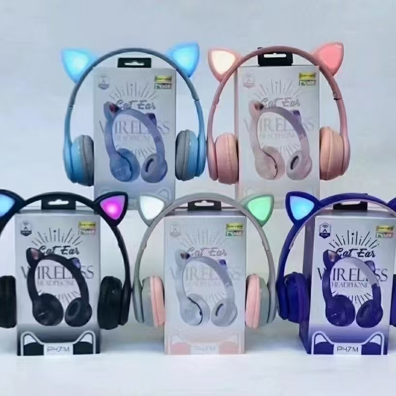 Cat Ears Headphones Head-mounted 5.0 Headset With Mic, wireless and wired connection for non stop entertainment, foldable.