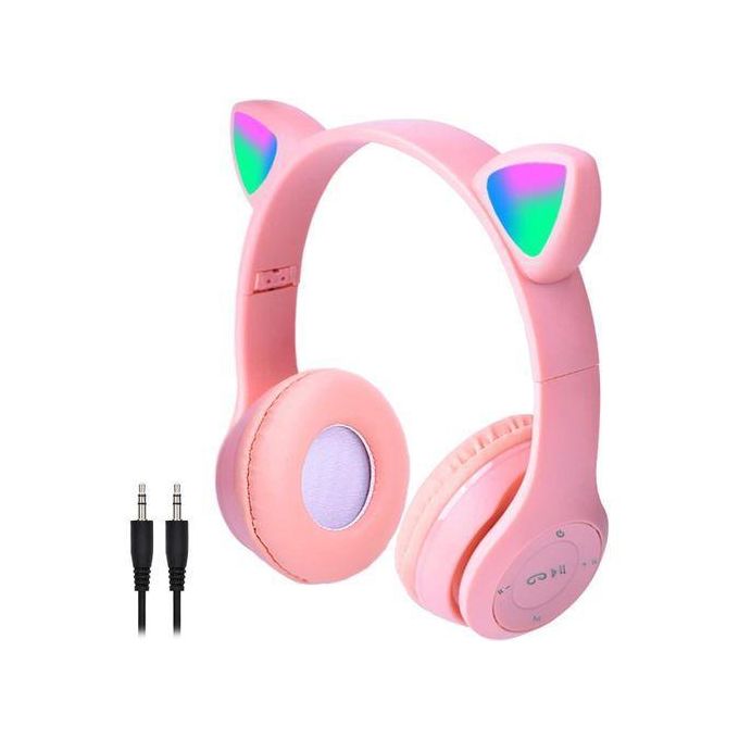 Cat Ears Headphones Head-mounted 5.0 Headset With Mic, wireless and wired connection for non stop entertainment, foldable.