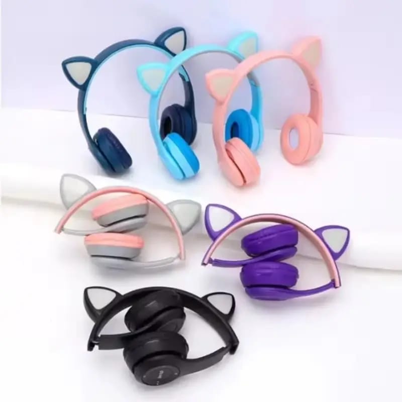 Cat Ears Headphones Head-mounted 5.0 Headset With Mic, wireless and wired connection for non stop entertainment, foldable.