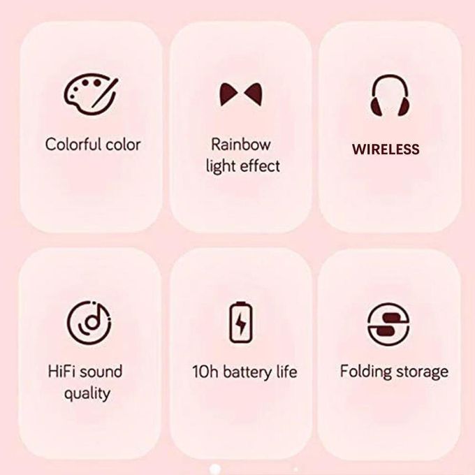 Cat Ears Headphones Head-mounted 5.0 Headset With Mic, wireless and wired connection for non stop entertainment, foldable.