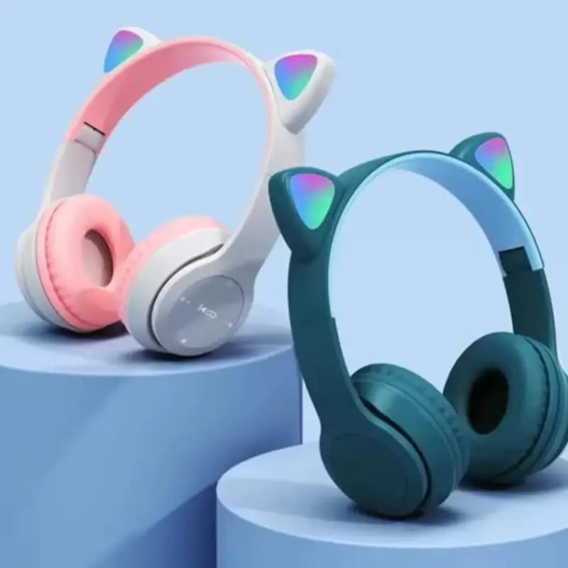 Cat Ears Headphones Head-mounted 5.0 Headset With Mic, wireless and wired connection for non stop entertainment, foldable.