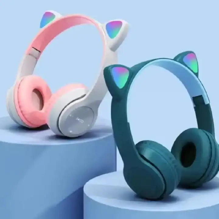 Cat Ears Headphones Head-mounted 5.0 Headset With Mic, wireless and wired connection for non stop entertainment, foldable.