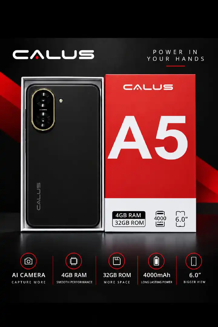 CALUS A5 STORAGE 32GB ROM+4GB RAM DUAL SIM BATTERY 4000MAH FACE UNLOCK ANDROID SMART PHONE HD SCREEN 6'' CAMERA FRONT: 8MP+BACK 13MP, 4G,