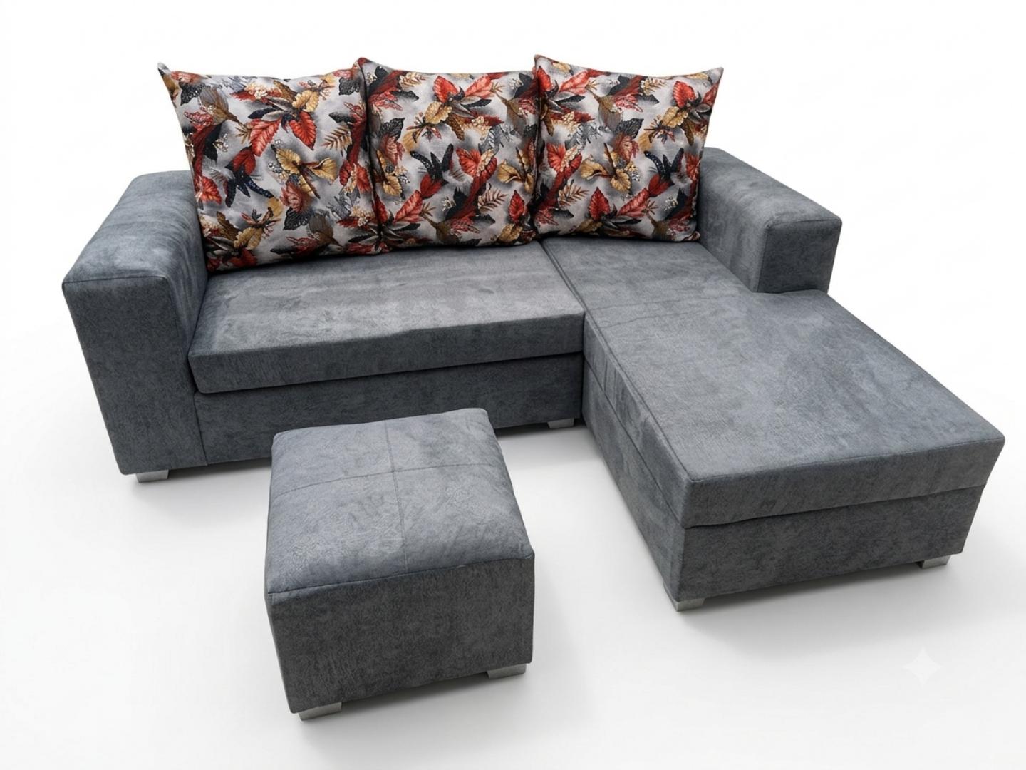 (offer) new classic l seat five seater sofa set. stylish for medium rooms . it is fitted with high quality cushions and fibre for pillows. it has a foot rest