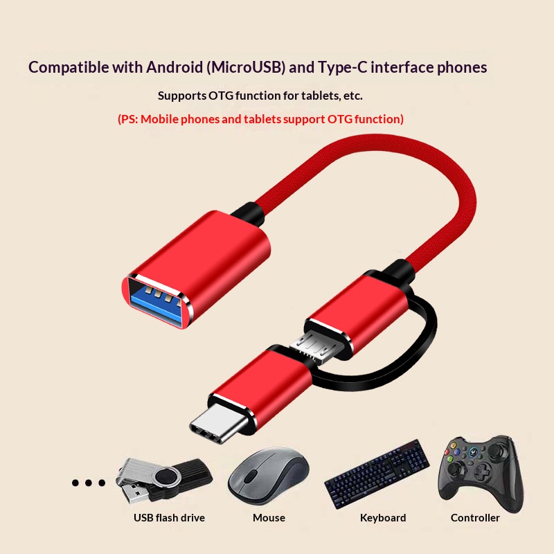 OTG multi-interface adapter, Android type-C adapter, USB flash drive adapter, suitable for connecting mobile phones, computers, tablets. Adapter for transferring data between devices.