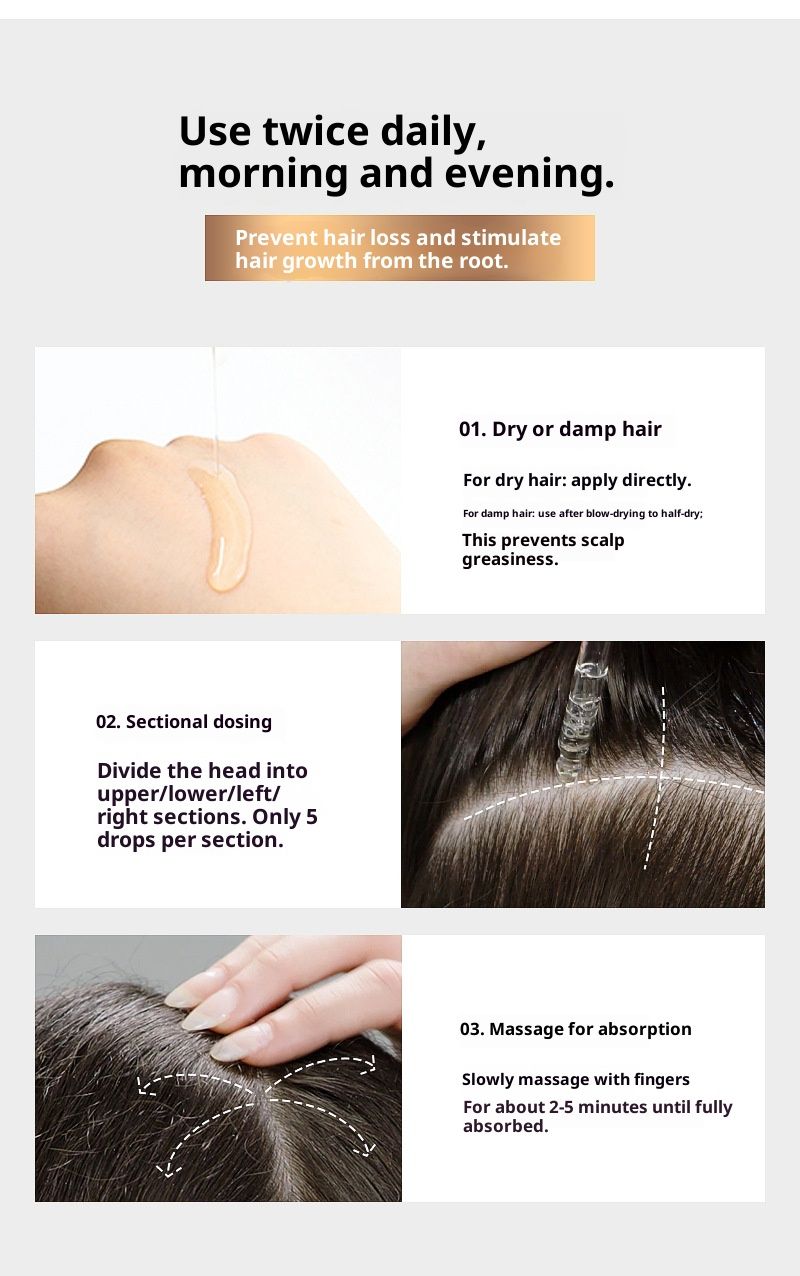 Anti-hair loss essence liquid, side-berm leaf, scalp growth, hairline expansion, herbal hair nourishment, hair growth rapidly, hair development lotion