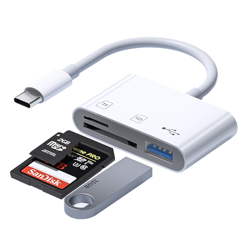 SD/TF card reader - compatible with computer, camera, tablet - portable converter - supports Apple fast charging