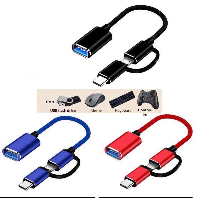 OTG multi-interface adapter, Android type-C adapter, USB flash drive adapter, suitable for connecting mobile phones, computers, tablets. Adapter for transferring data between devices.