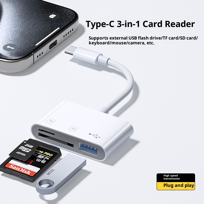 SD/TF card reader - compatible with computer, camera, tablet - portable converter - supports Apple fast charging