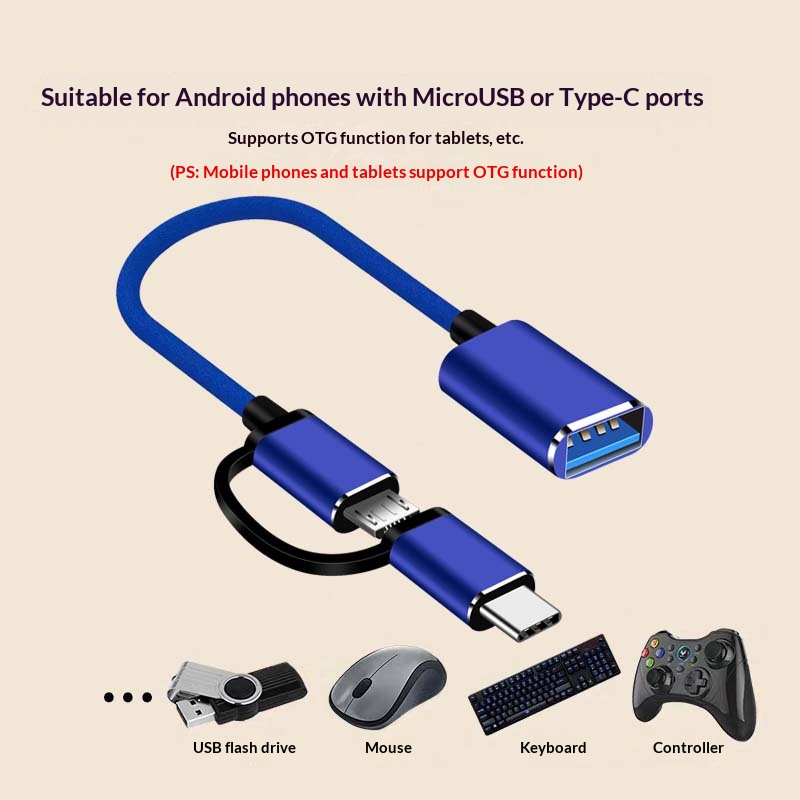 OTG multi-interface adapter, Android type-C adapter, USB flash drive adapter, suitable for connecting mobile phones, computers, tablets. Adapter for transferring data between devices.