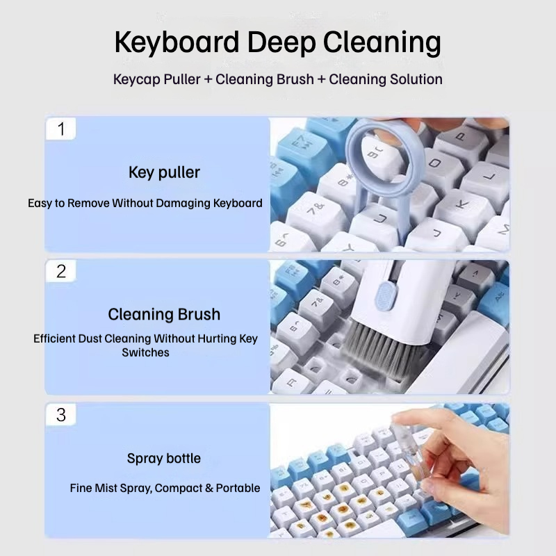 7 pcs Keyboard cleaning brush, computer dust removal tool, multi-functional cleaning device for Bluetooth earphones and phone earpiece hole cleaning