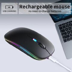(BUY & GET FREE MOUSE PAD) NEW Original HP W10 Dual Mode Rechargeable Wireless Mouse with Bluetooth and dangle Connectivity Silent Click, Ergonomic Design, Slim, Long Battery Life – Black