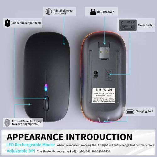 (BUY & GET FREE MOUSE PAD) NEW Original HP W10 Dual Mode Rechargeable Wireless Mouse with Bluetooth and dangle Connectivity Silent Click, Ergonomic Design, Slim, Long Battery Life – Black